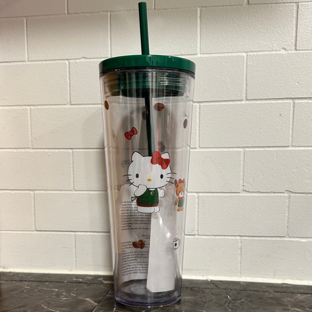 Starbucks Hello Kitty Clear and Green Tumbler